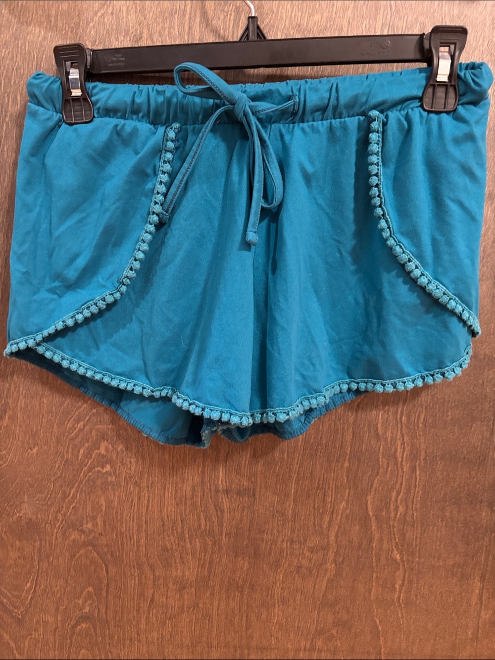 Teal Pom-Pom Trim Women's Lounge Shorts